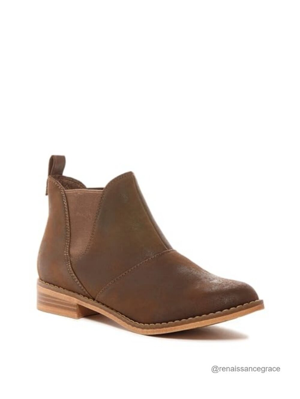 Chelsea Ankle Bootie Pointed Toe Low Stacked Heel Slip-On